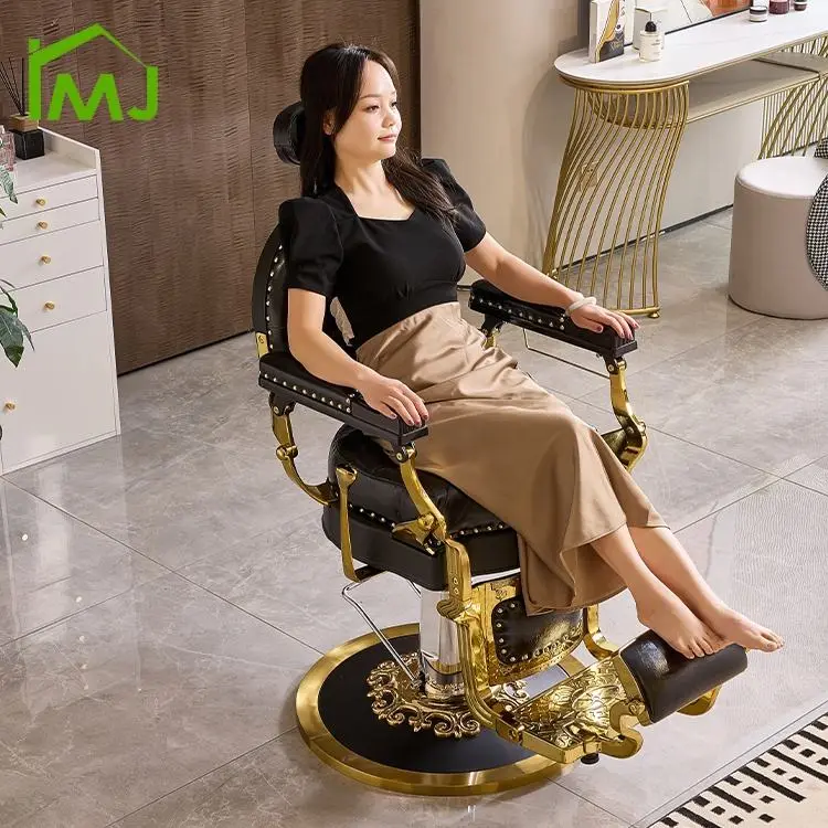 Professional Vintage Barber Chair Hairdressing Hydraulic Recliner Rotatable Barber Chair — view 5