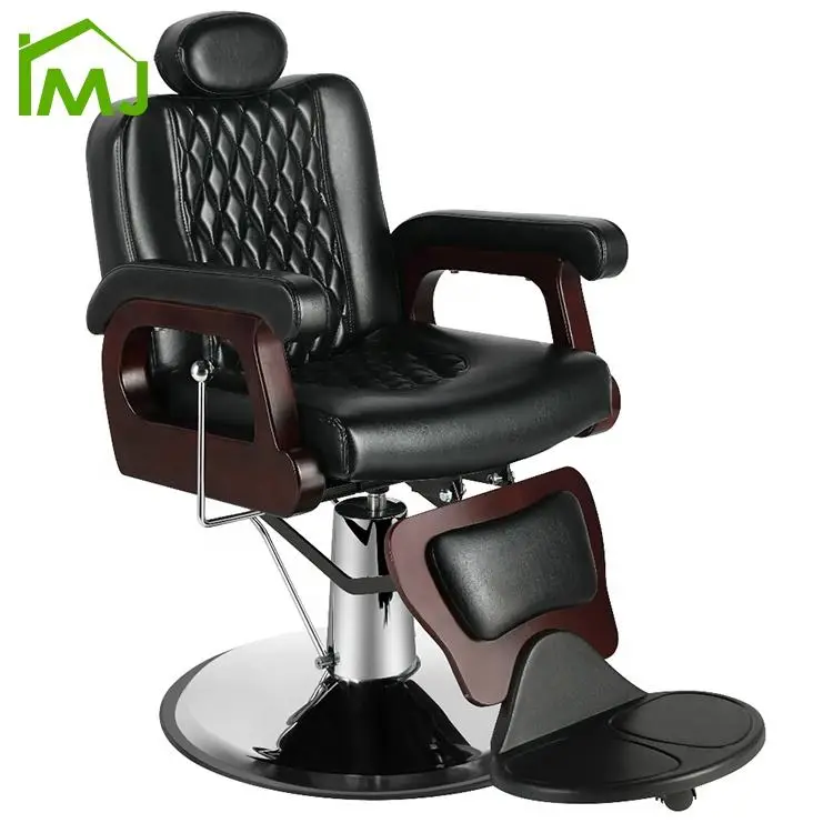 Beauty Salon Furniture Black Vintage Barber Chair Hairdressing Hydraulic Recliner Hair Barber Chair — image 4