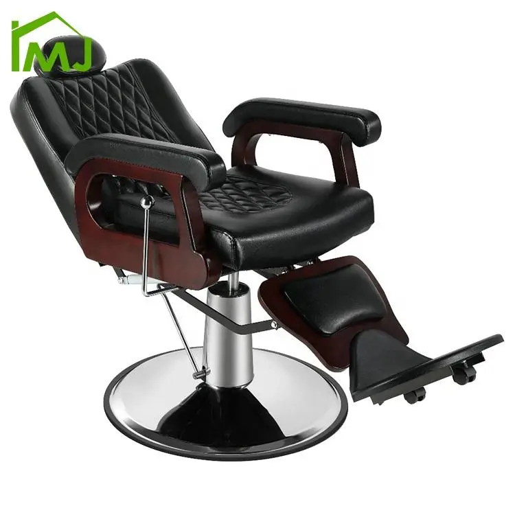 Beauty Salon Furniture Black Vintage Barber Chair Hairdressing Hydraulic Recliner Hair Barber Chair — image 5