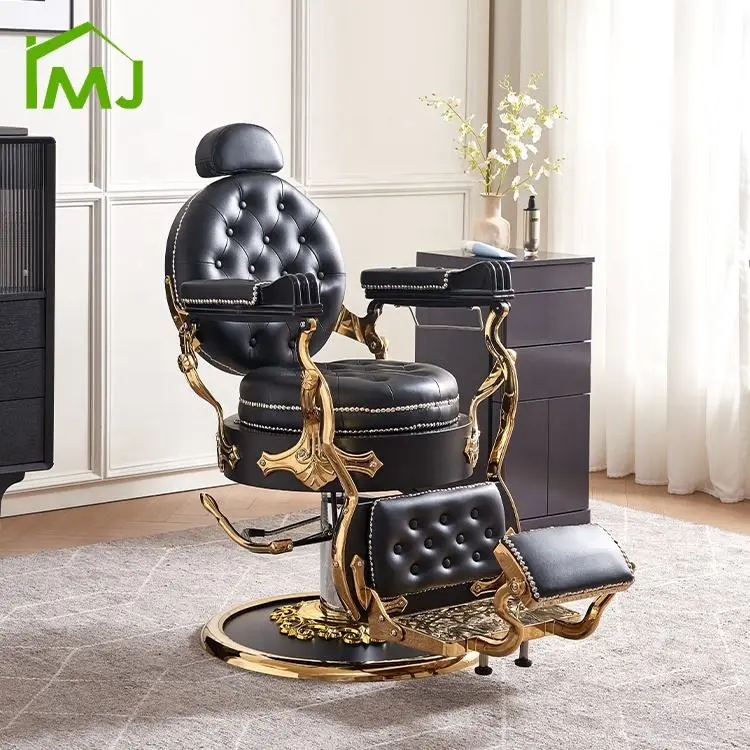 Factory Custom Barbeshop Chairs Gold Beauty Hair Salon Chair Barber Chairs — view 1