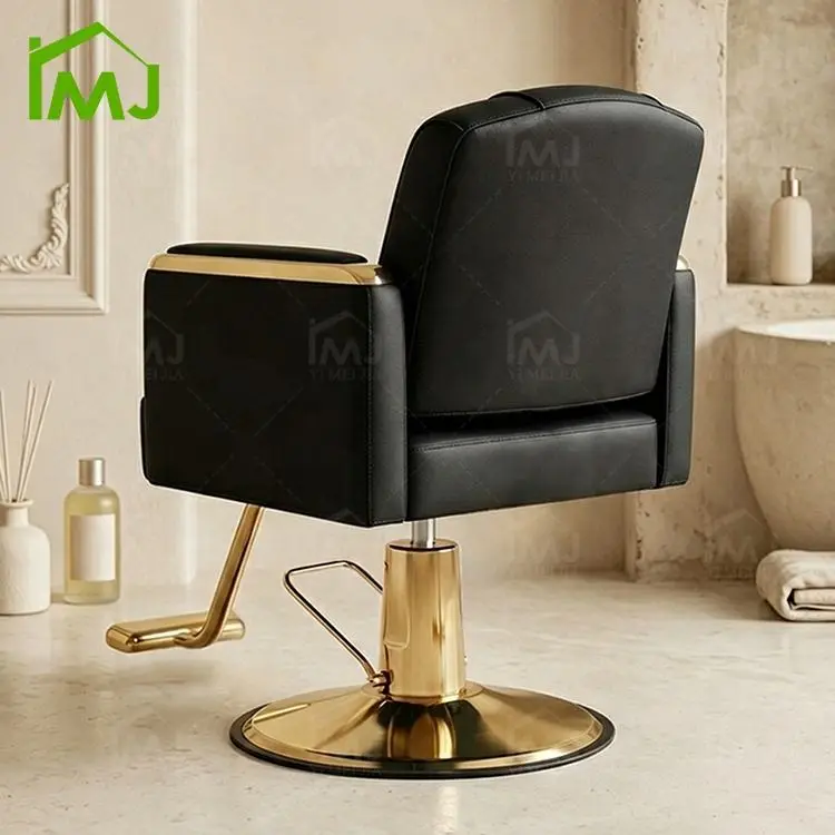 Reclining Makeup Chair Hair Stylists Height Adjustable PU Leather Salon Barber Chair — image 3