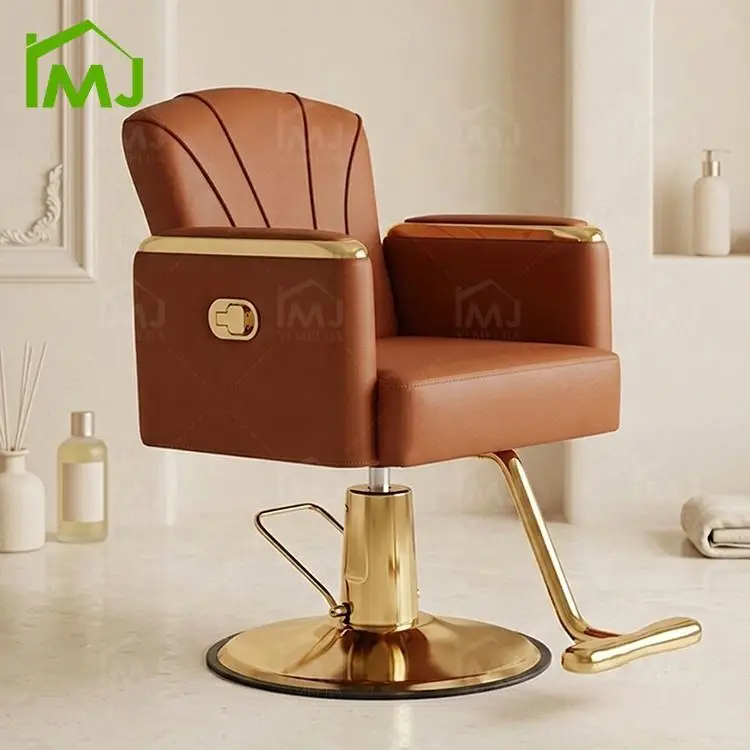 Reclining Makeup Chair Hair Stylists Height Adjustable PU Leather Salon Barber Chair — image 6