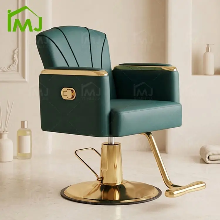Reclining Makeup Chair Hair Stylists Height Adjustable PU Leather Salon Barber Chair — image 7