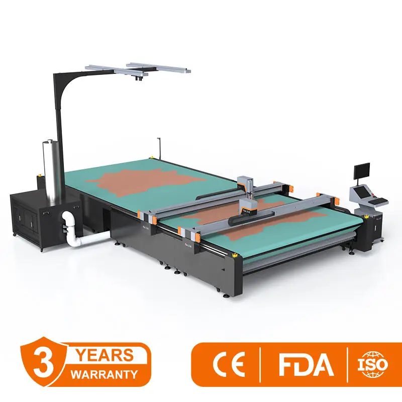 Automatic Leather Fabric Cutting Machine Cnc Oscillating Knife Flatbed Plotter Precision Cutter with Camera — view 2