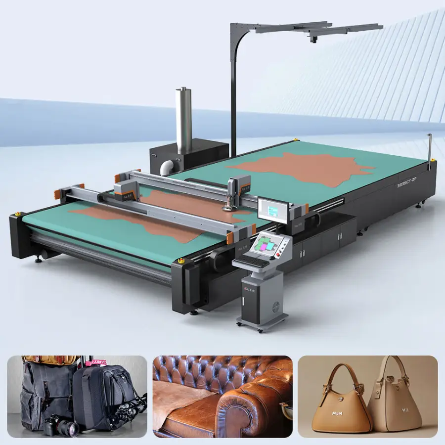Digital CNC Oscillating Knife Leather Pattern Cutting Machine with Punch Tool for Shoe Upper Footwear — image 3