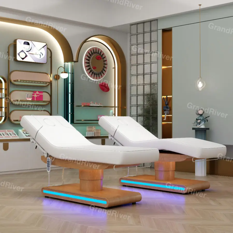 Hot Sale Electric Cosmetic Adjustable Bed Spa Furniture Massage Table Facial Bed for Beauty Salon — image 3
