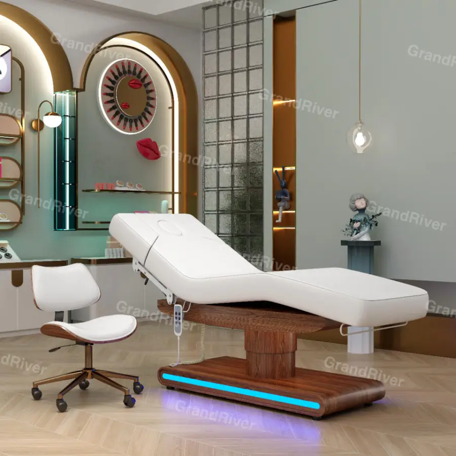 Hot Sale Electric Cosmetic Adjustable Bed Spa Furniture Massage Table Facial Bed for Beauty Salon — image 5