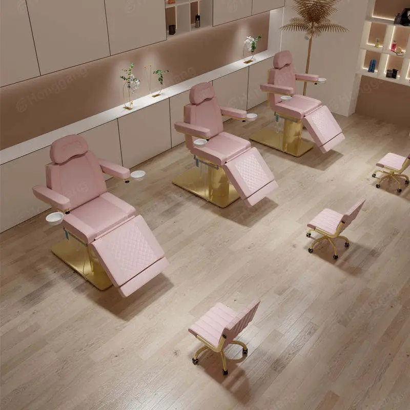 Golden Stainless Steel Base pink Massage Bed Four Motor 360 Degree Rotating High End Head Adjustable — image 4