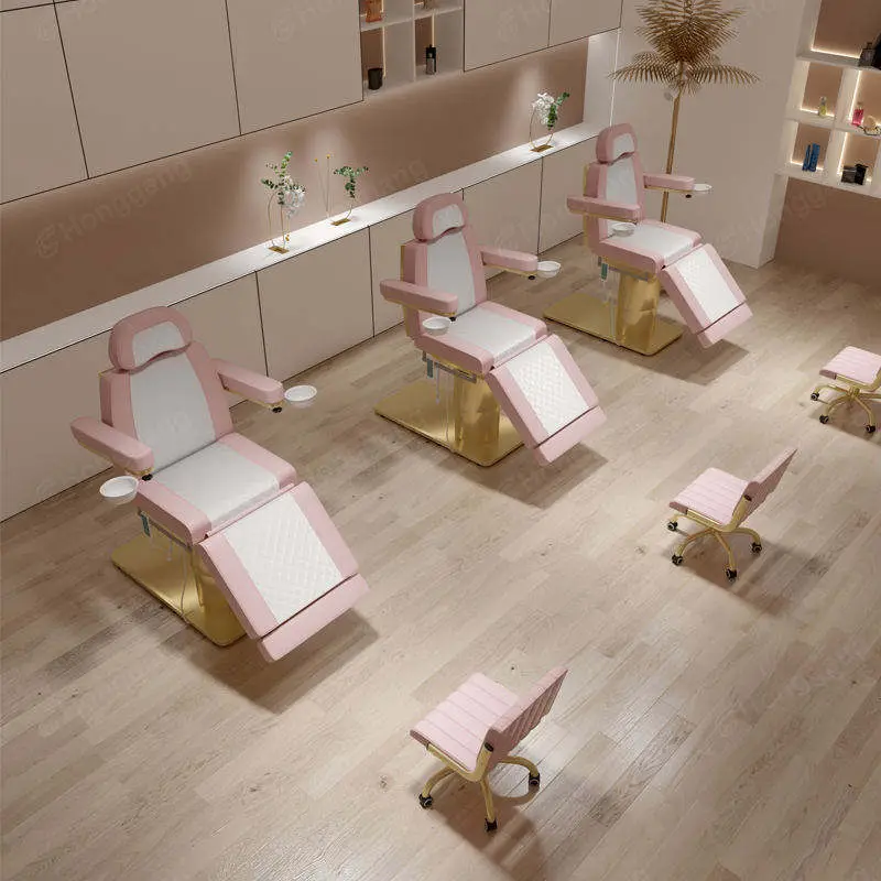 Golden Stainless Steel Base pink Massage Bed Four Motor 360 Degree Rotating High End Head Adjustable — image 5