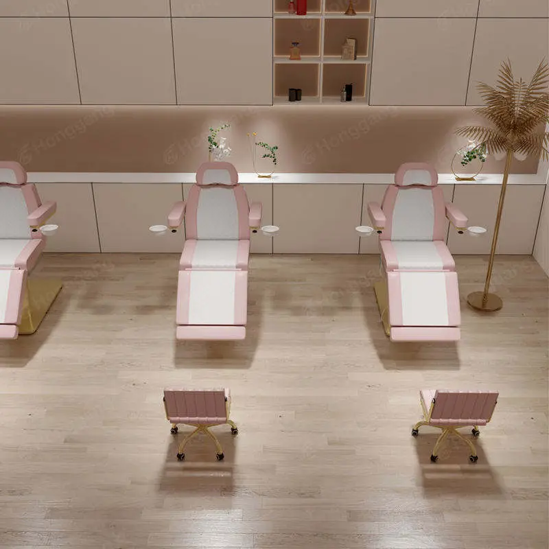 Golden Stainless Steel Base pink Massage Bed Four Motor 360 Degree Rotating High End Head Adjustable — image 6