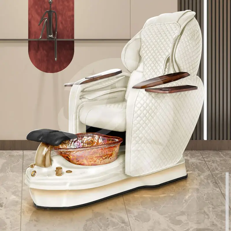 Modern Luxury Hot Sale Pedicure Massage Chairs Foot Spa OEM Adjustable Color Vibration for Nail Salon — image 6