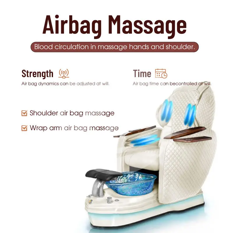 Modern Luxury Hot Sale Pedicure Massage Chairs Foot Spa OEM Adjustable Color Vibration for Nail Salon — image 7
