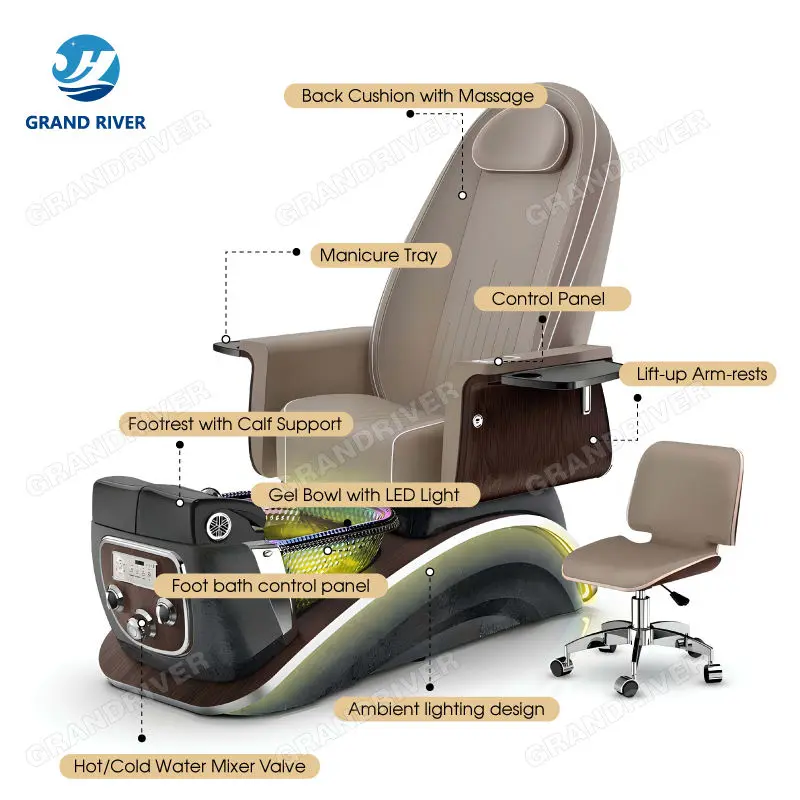 Best Price Nail Salon Furniture Foot Spa Pedicure Chair Reclining Knead Massage Manicure Pedicure Chairs Electric — image 7