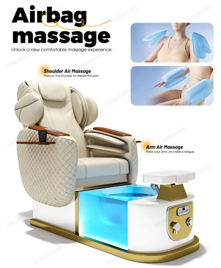 Professional Full Body airbag Massage Luxury Pedicure Chair Nail Salon Foot Care Spa Chair for Manicure Electric — image 4