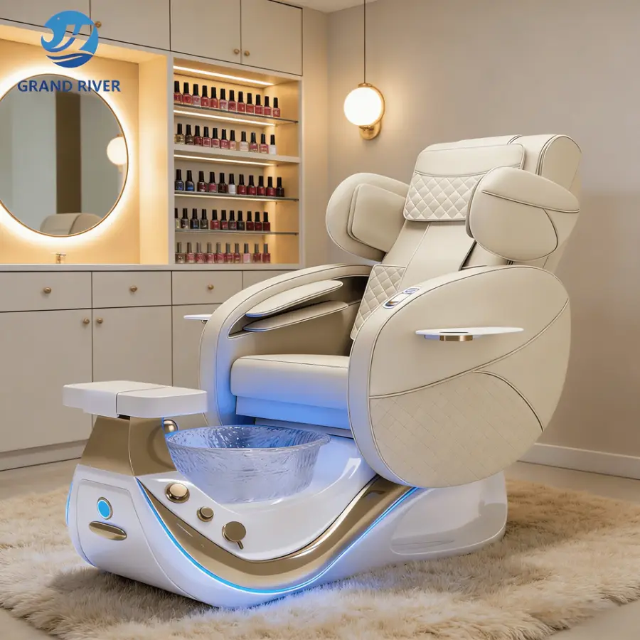 Modern Luxury Design Electric Massage Automatic Water Circulation Pedicure Chair Inverted Back Full Massage for Nail Sho — view 1