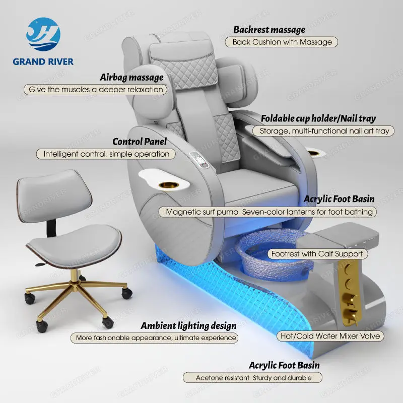 Multi Functional Stylish Electric Rotated Pedicure Chair Recliner Spa Foot Massage Nail Salon Furniture for Sale — image 5