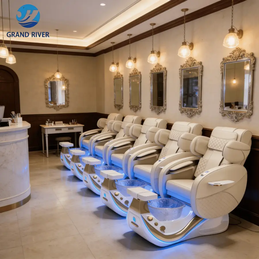 Modern Luxury Design Electric Massage Automatic Water Circulation Pedicure Chair Inverted Back Full Massage for Nail Shop — image 4
