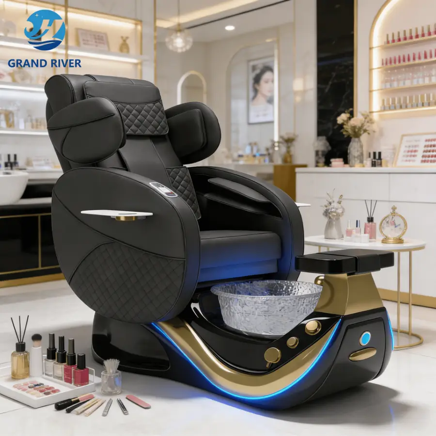 Modern Luxury Design Electric Massage Automatic Water Circulation Pedicure Chair Inverted Back Full Massage for Nail Shop — image 5