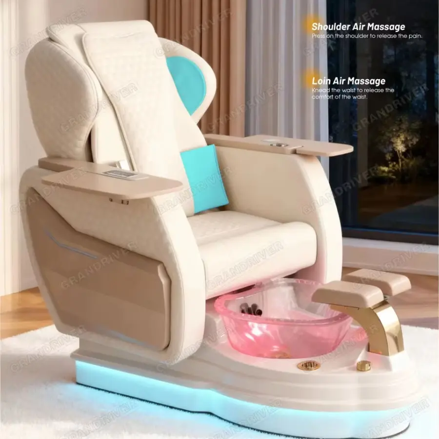 Wholesale Custom Magnetic Jet Foot Spa Massage Pedicure Chair for Manicure and Pedicure Station Recliner — image 6
