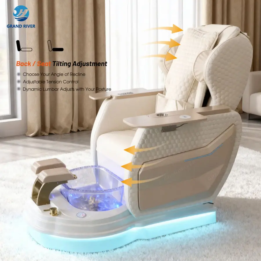 Wholesale Custom Magnetic Jet Foot Spa Massage Pedicure Chair for Manicure and Pedicure Station Recliner — image 7