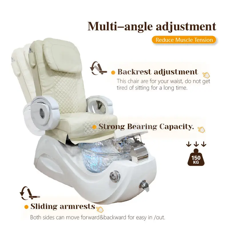 Hot Sale Modern Nail Salon Furniture Pipeless Jet Foot Spa Luxury Electric Pedicure Massage Chair — image 4