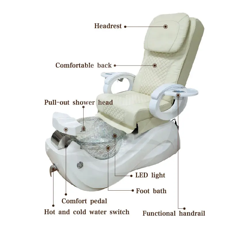Hot Sale Modern Nail Salon Furniture Pipeless Jet Foot Spa Luxury Electric Pedicure Massage Chair — image 7