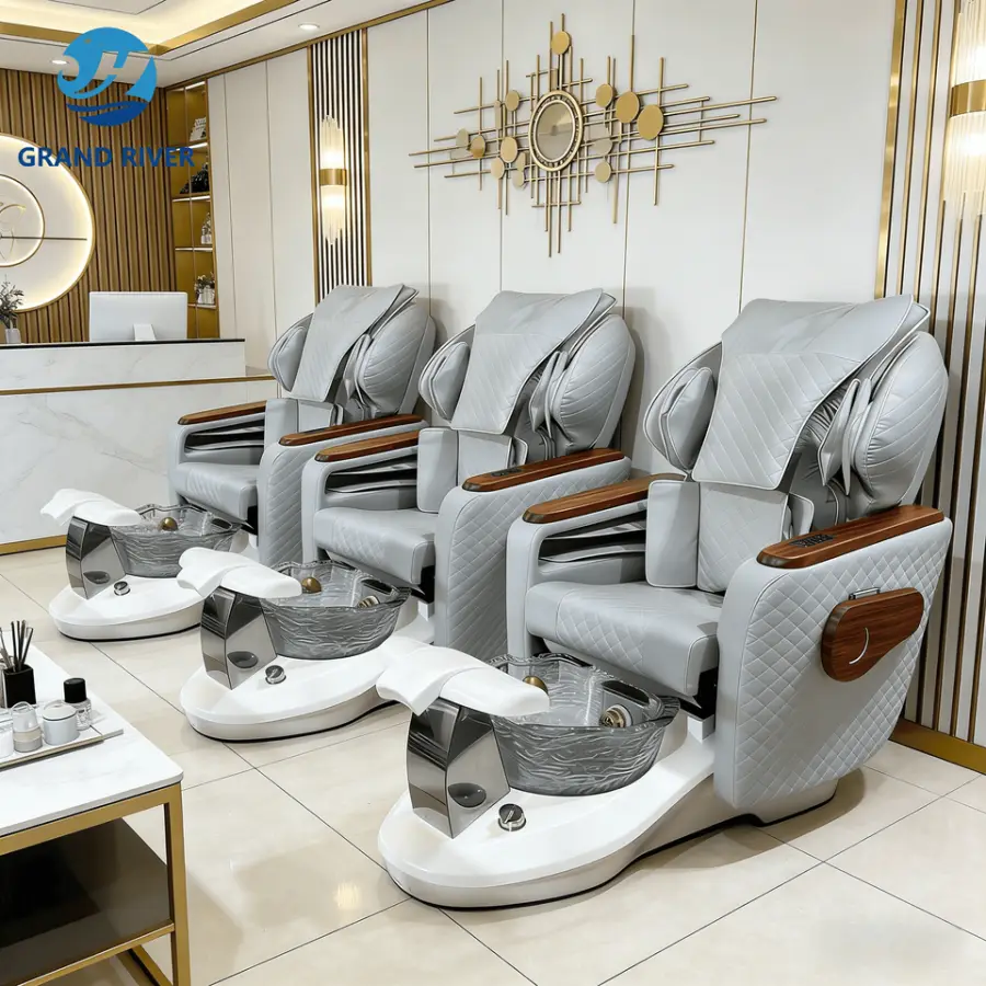High Quality Magnetic Jet Spa Pedicure Chairs Luxury Modern Foot Massage Spa Nail Manicure Massage Pedicure Chair with Pump — image 3
