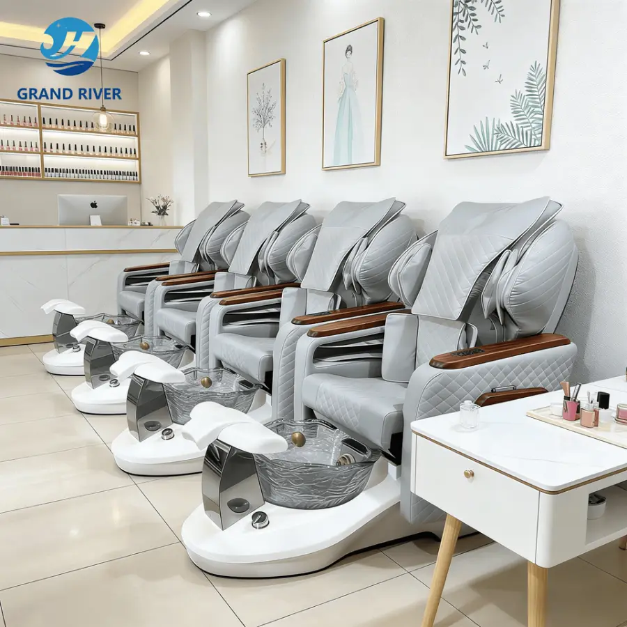 High Quality Magnetic Jet Spa Pedicure Chairs Luxury Modern Foot Massage Spa Nail Manicure Massage Pedicure Chair with Pump — image 4