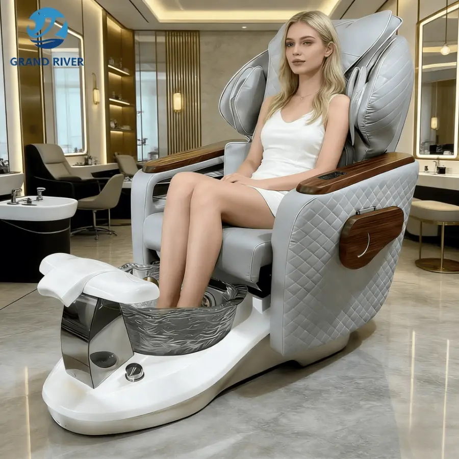 High Quality Magnetic Jet Spa Pedicure Chairs Luxury Modern Foot Massage Spa Nail Manicure Massage Pedicure Chair with Pump — image 5