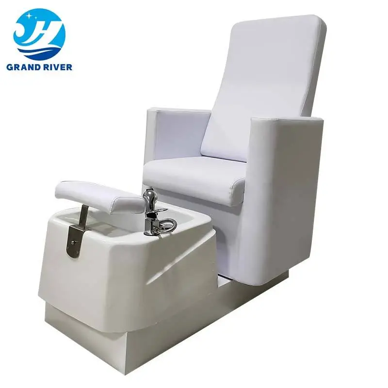 White/Black Stylish Pedicure Tub W/Discharge Pump & Pipe-less Pedicure Chair Whirlpool System Pedicure Spa — view 1