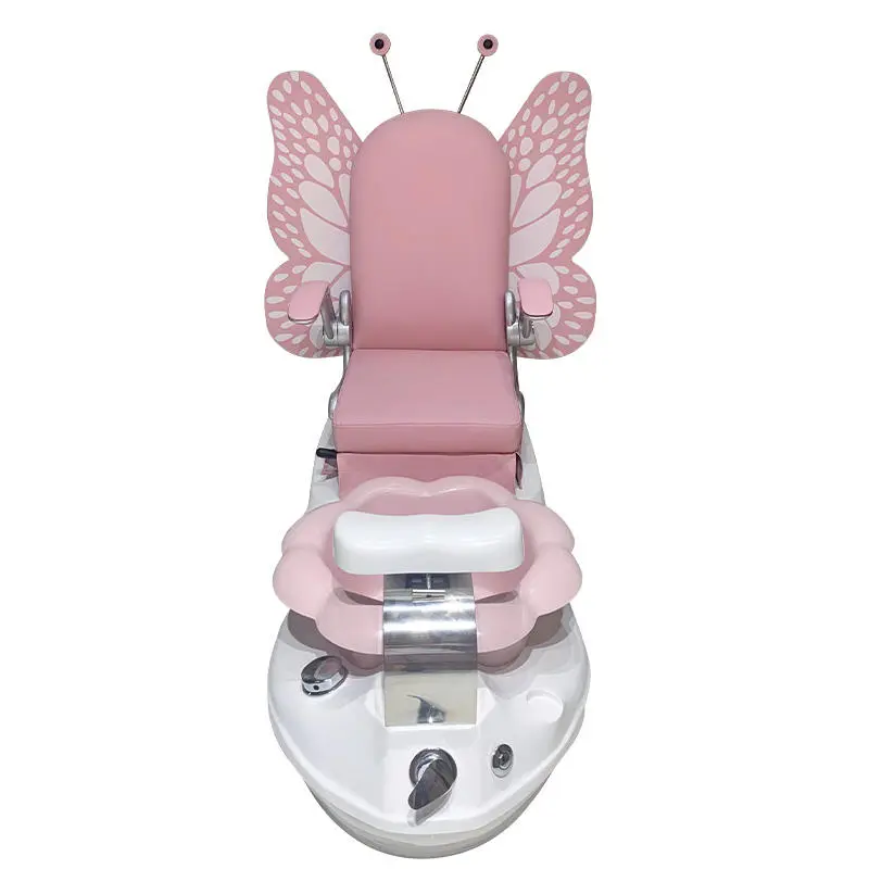 Hot Sale Pink Velvet Spa Furniture Set Nail Pedicure Station Kid Pedicure Spa Chair With Ceramic Pedicure Sink — view 1