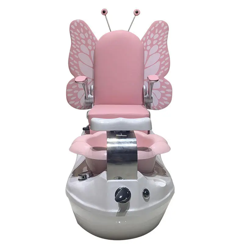 Hot Sale Pink Velvet Spa Furniture Set Nail Pedicure Station Kid Pedicure Spa Chair With Ceramic Pedicure Sink — image 3