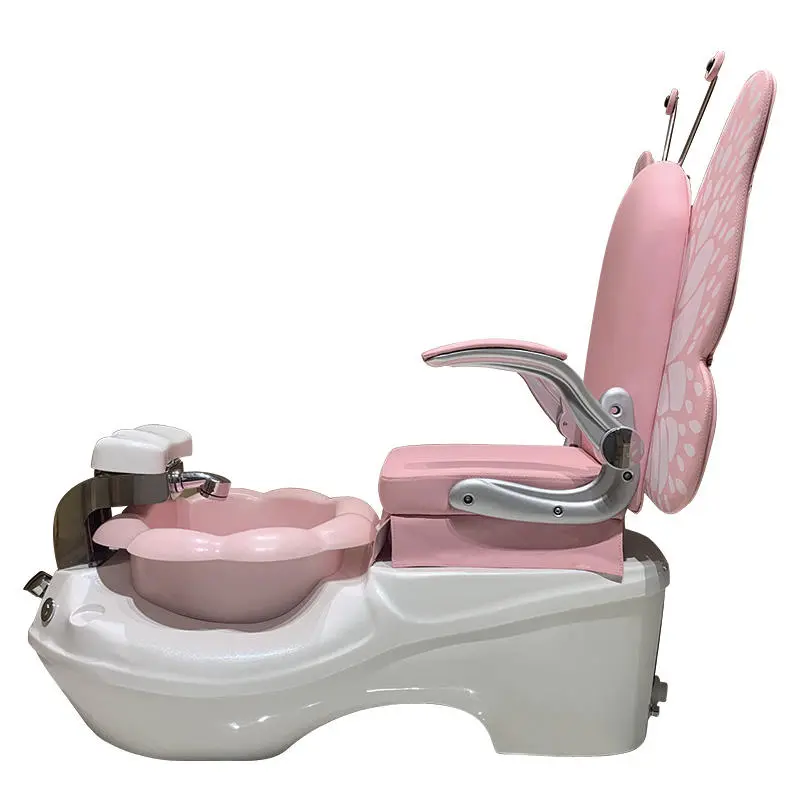 Hot Sale Pink Velvet Spa Furniture Set Nail Pedicure Station Kid Pedicure Spa Chair With Ceramic Pedicure Sink — image 4