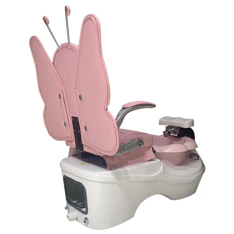 Hot Sale Pink Velvet Spa Furniture Set Nail Pedicure Station Kid Pedicure Spa Chair With Ceramic Pedicure Sink — image 5