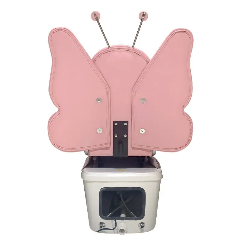 Hot Sale Pink Velvet Spa Furniture Set Nail Pedicure Station Kid Pedicure Spa Chair With Ceramic Pedicure Sink — image 6