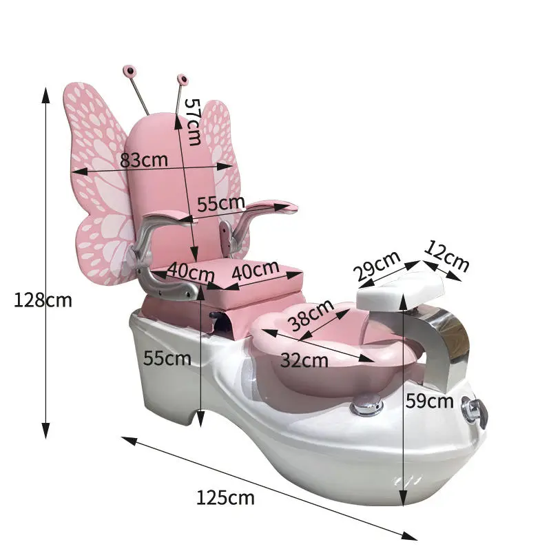 Hot Sale Pink Velvet Spa Furniture Set Nail Pedicure Station Kid Pedicure Spa Chair With Ceramic Pedicure Sink — image 7