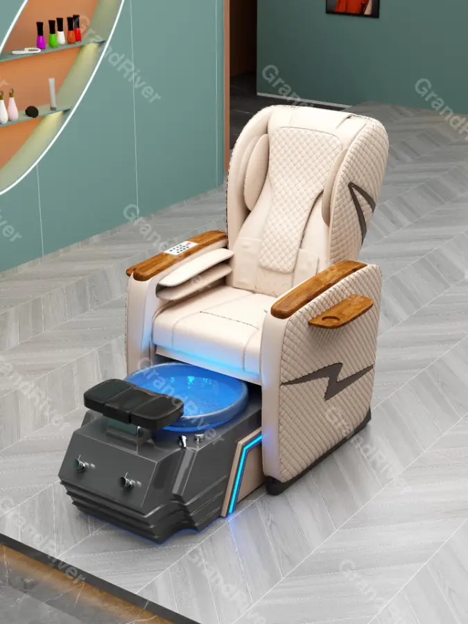 Factory Price Luxury Beauty Nail Salon Whirlpool Pipeless Foot Spa Manicure Full Body European Touch Massage Pedicure Chair — image 4