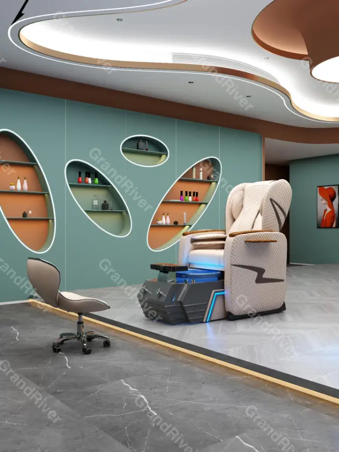 Factory Price Luxury Beauty Nail Salon Whirlpool Pipeless Foot Spa Manicure Full Body European Touch Massage Pedicure Chair — image 5