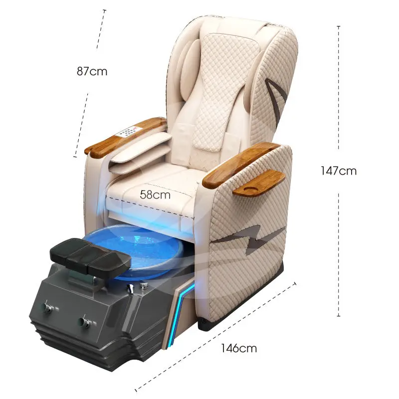 Professional Luxury Electric Massage Salon Pedicure Chair Nail Spa Foot Care Chair for Pedicure and Manicure — view 6
