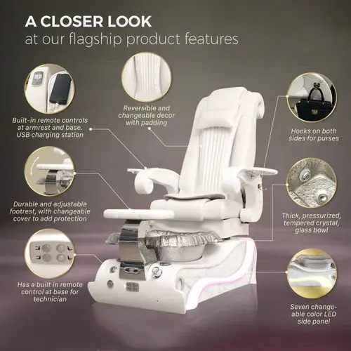 Top Seller Custom Electric whirlpool Foot Spa Salon Pedicure Chair Reclinable Knead Massage Foot Nail Chairs Manicure for Sale — image 3