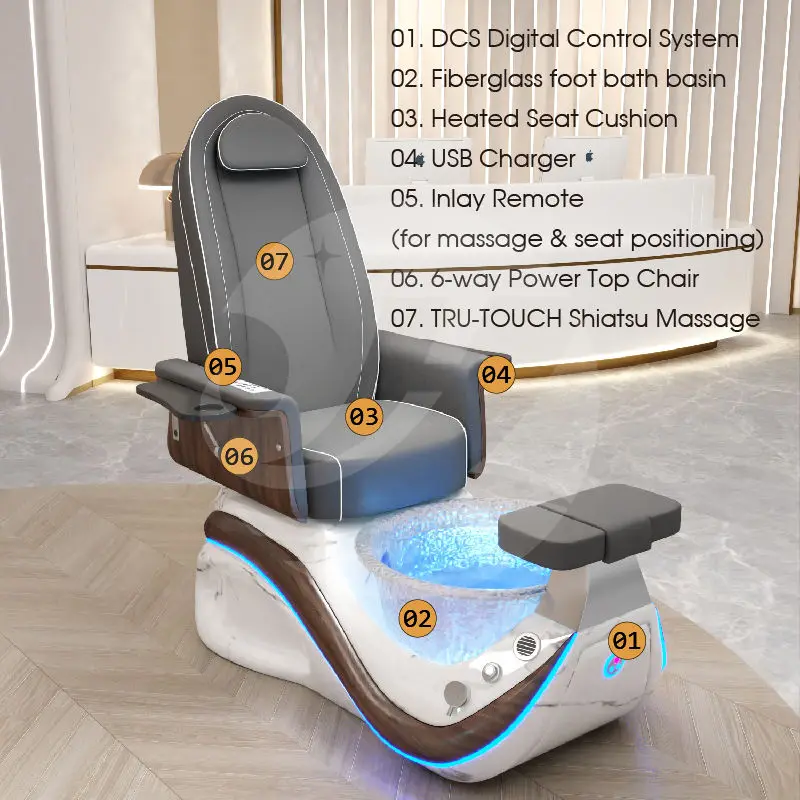 Electric Multi Function Light Surfing Foot Spa Massage Chair for Pedicure and Manicure Spa Chairs Recliner Salon Furnitu — view 1