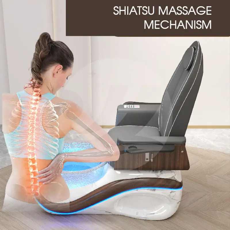 Electric Multi Function Light Surfing Foot Spa Massage Chair for Pedicure and Manicure Spa Chairs Recliner Salon Furniture — image 4