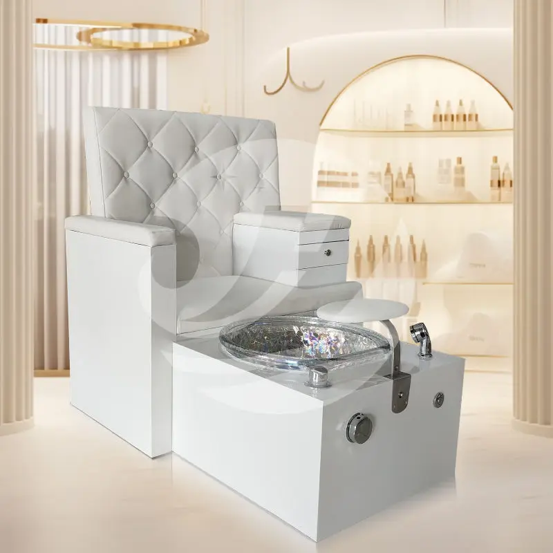 Luxury Beauty Nail Salon Custom White Single Seat Manicure Pedicure Station Foot Spa Massage Pedicure Bowl Chair Electri — view 1