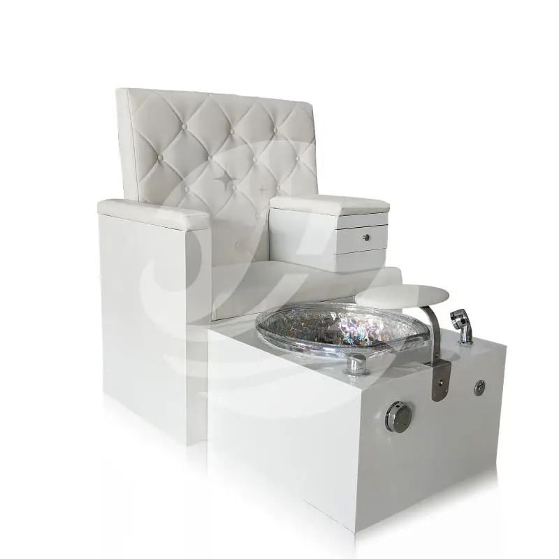 Luxury Beauty Nail Salon Custom White Single Seat Manicure Pedicure Station Foot Spa Massage Pedicure Bowl Chair Electric — image 3