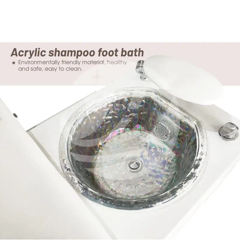 Luxury Beauty Nail Salon Custom White Single Seat Manicure Pedicure Station Foot Spa Massage Pedicure Bowl Chair Electric — image 4