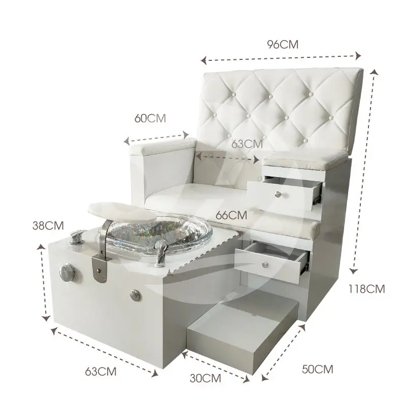 Luxury Beauty Nail Salon Custom White Single Seat Manicure Pedicure Station Foot Spa Massage Pedicure Bowl Chair Electric — image 7