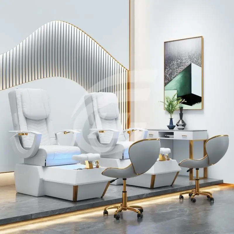 Customized Electric Ceramic Basin Silla De Spa Massage Chair Reclinabe Nail Salon Pedicure Chair Luxury with Drain Pump — image 3