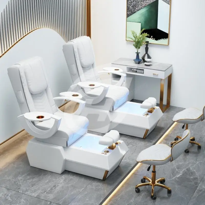 Customized Electric Ceramic Basin Silla De Spa Massage Chair Reclinabe Nail Salon Pedicure Chair Luxury with Drain Pump — image 4