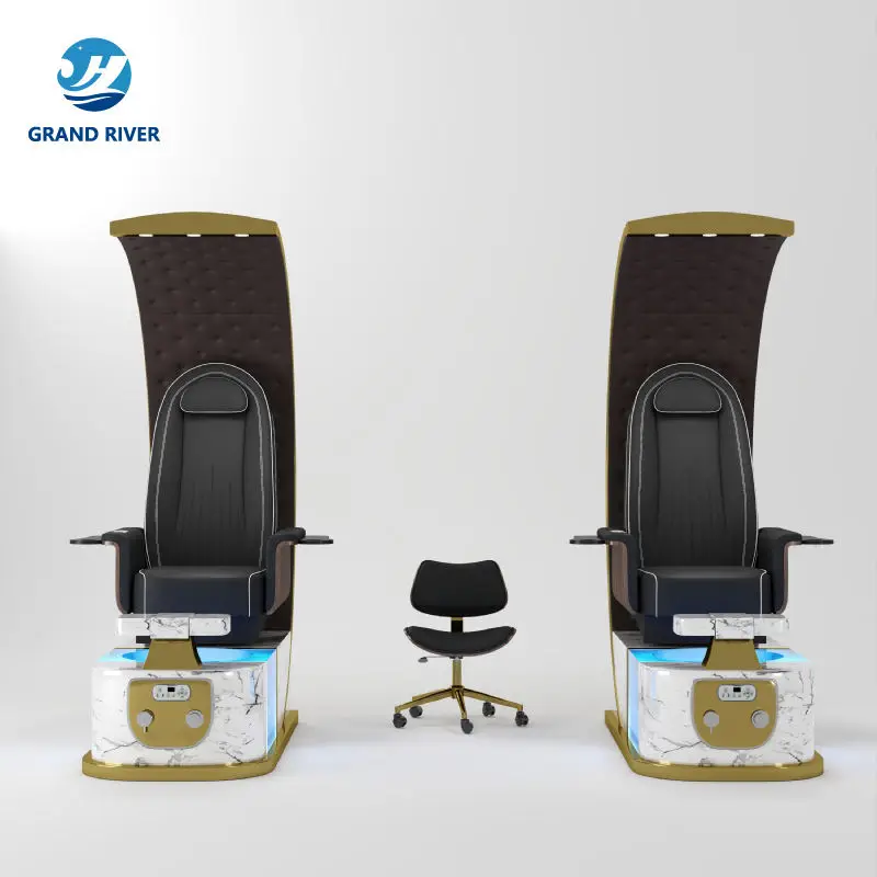 Luxury Nail Salon Foot Spa Pedicure Chair Knead Massage Electric Salon Pedicure Manicure Chair with Drain Pump for Sale — image 3