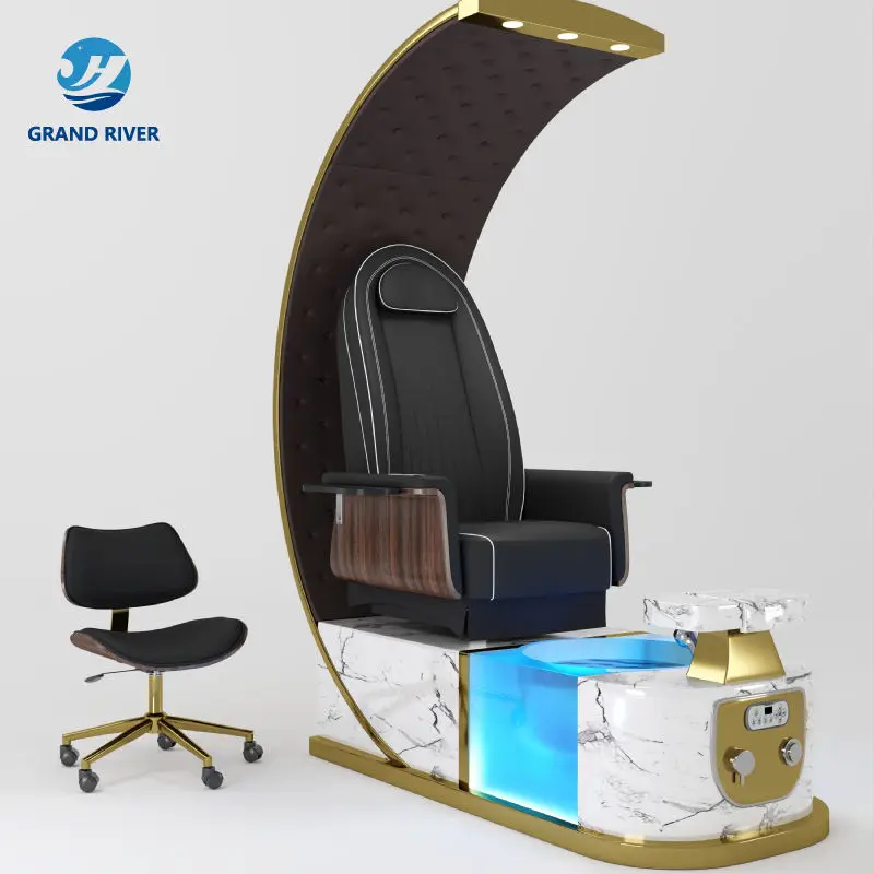 Luxury Nail Salon Foot Spa Pedicure Chair Knead Massage Electric Salon Pedicure Manicure Chair with Drain Pump for Sale — image 5